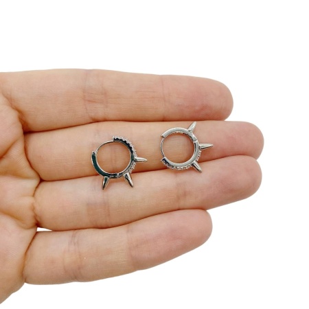 Серьги Конго Шипы 16.5x2 мм, серебристые