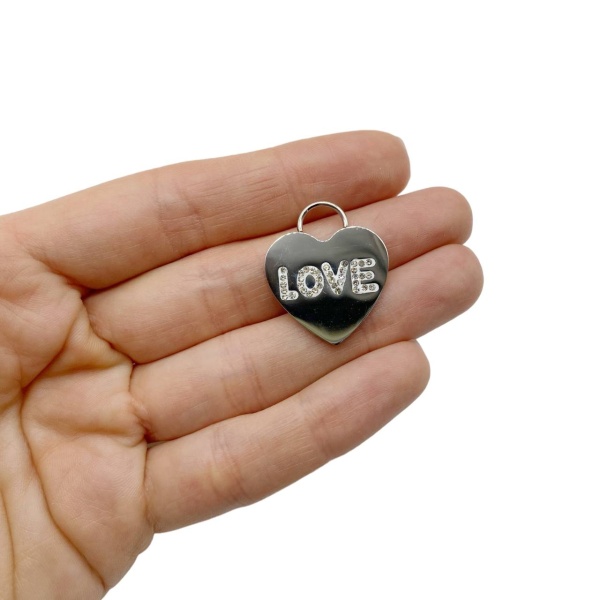 Подвеска Сердце Love, сталь, 28x23.5 мм, 1.ПС