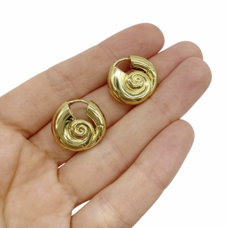 Серьги Ракушки, золотистые, 19 мм
