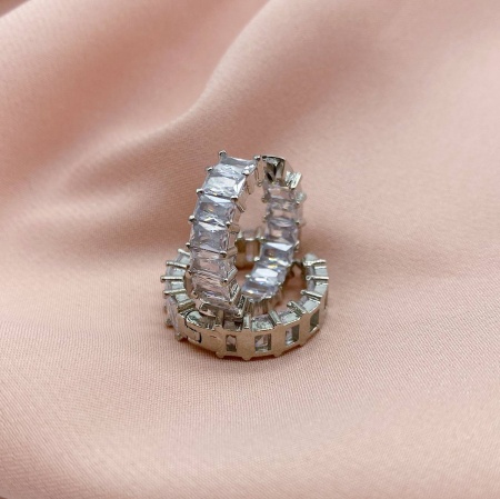Серьги Конго Дорожка фианитов, цвет платина, 13.56