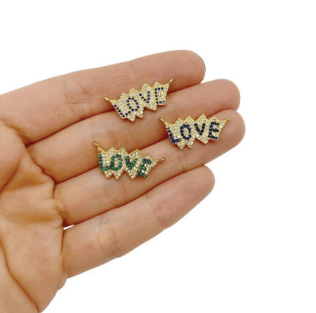 Коннектор подвеска Love синий, 12х25 мм