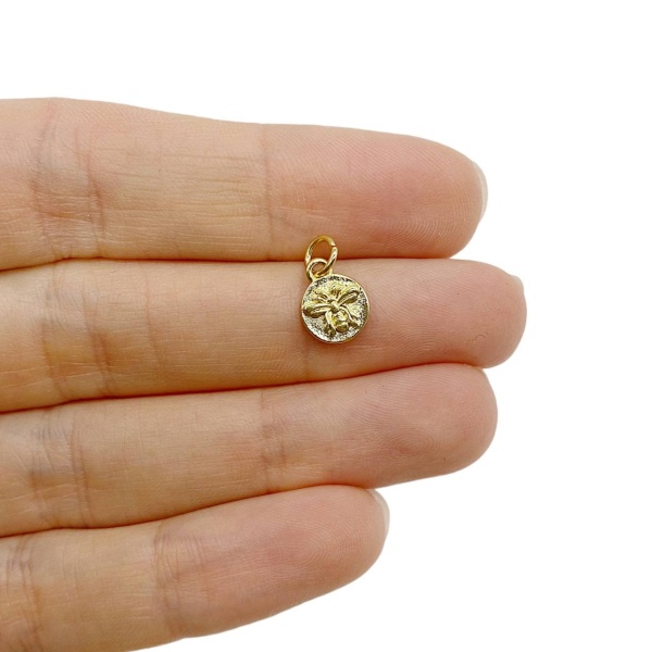 Подвеска монета Пчела, золотистая, 10x8 мм, 28.15