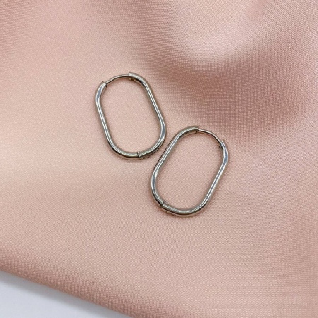 Серьги Конго, овальные сталь, 23х16 мм
