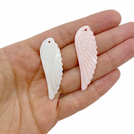 Подвеска Крыло, розовый перламутр, 50х16 мм СТ.37