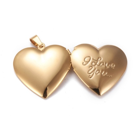 Подвеска Медальон Сердце I love you, сталь, золотистый 29 мм, 0.ПС