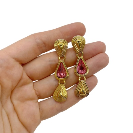 Серьги Длинные с кристаллами с заглушками, СТ.15