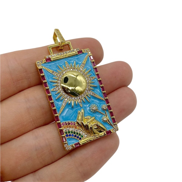 Подвеска Аркан таро Солнце, золотистая, 40х25 мм