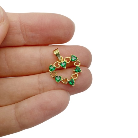 Подвеска Сердце из сердец, золотистая, 21х16 мм, 1.37