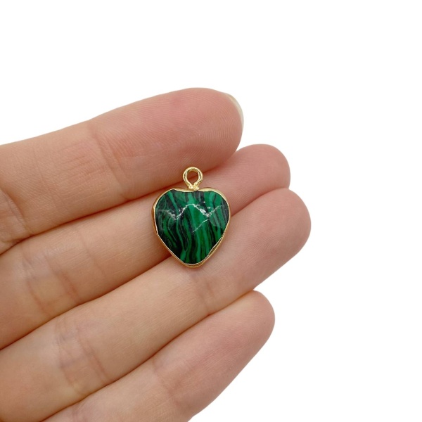 Подвеска Сердце, малахит, 14х17 мм, 9.36
