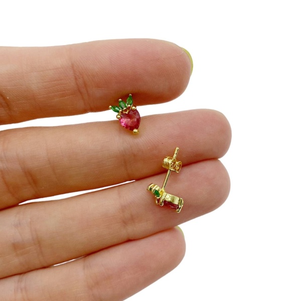 Серьги пусеты Клубника с заглушками, 9.5х6 мм, 18.210