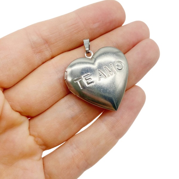Подвеска Медальон Сердце Te Amo, сталь 29 мм