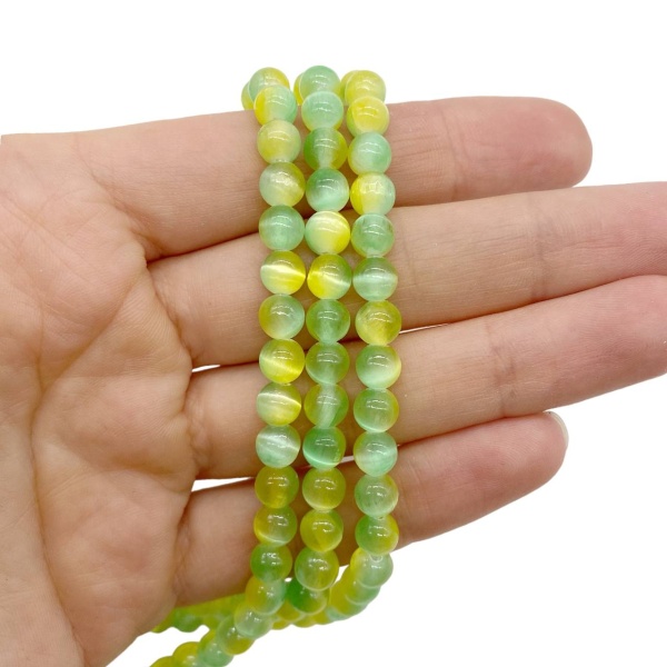 Селенит зеленый, шар 6 мм, нить 19 см, НП.А2.310