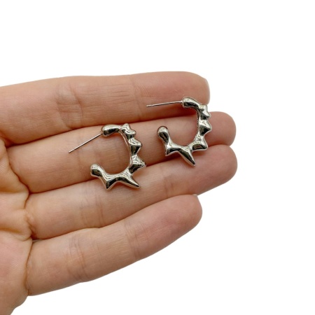 Серьги полукольца Тающие, серебристые, 24х4 мм