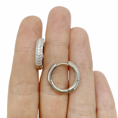 Серьги Конго фианиты, серебристые, 19x4 мм