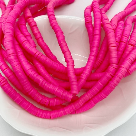 Каучук 6 мм, неоновый розовый, шайба, нить 40 см, СТ.10.08