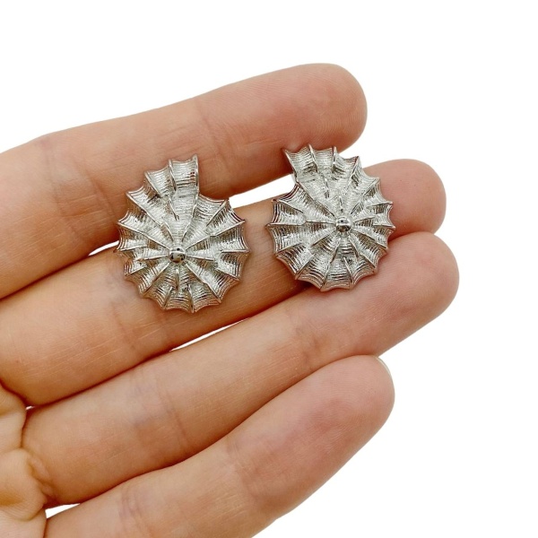 Пусеты Аммониты, 24х21 мм, серебристые, с заглушками, 16.24