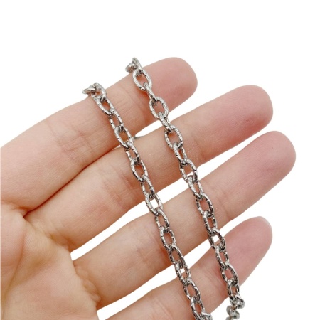 Цепь с засечками, серебристая, 50 см