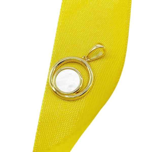 Подвеска Затмение, перламутр, золотистая, 16х18 мм, 26.33