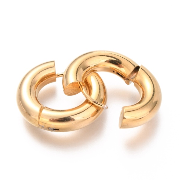 Серьги Конго Бублики Кольца, сталь, золотистые, 20х5 мм