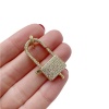 Карабин Замок золотистый, фианиты, 37х20 мм