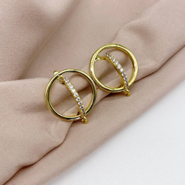 Швензы Орбита, серебристые/золотистые, 18х17 мм