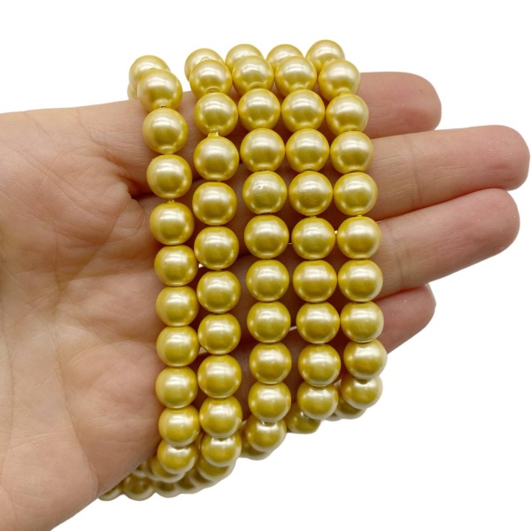 Жемчуг Shell Pearl, желтый, 8.5 мм, нить 40 см