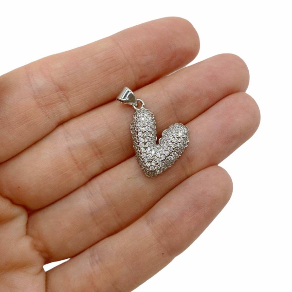 Подвеска сердце, серебристый 20x18 мм, 1.12
