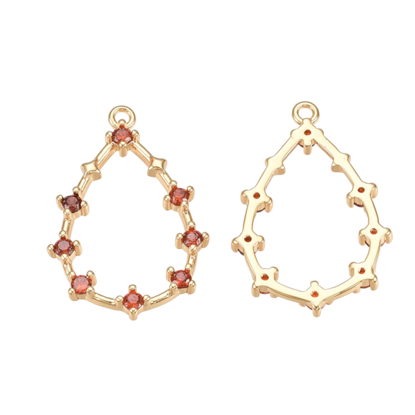 Подвеска Капля, фианиты, 24х16 мм, красная, 22.44