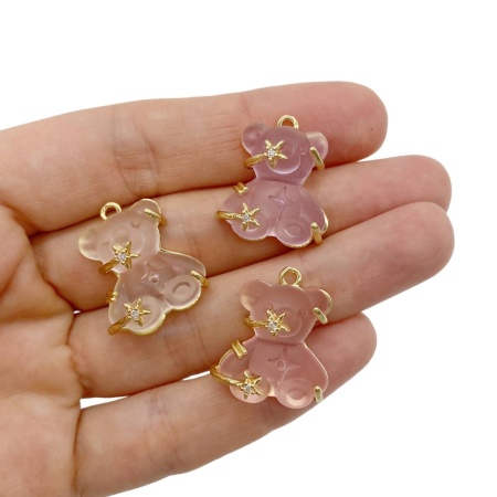 Подвеска Мишка розовый, акрил, 23x20.5 мм, 25.24